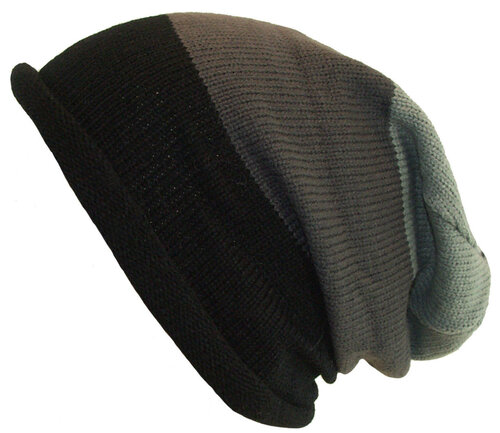 Unisex Trendy longbeanie grijs met zwart