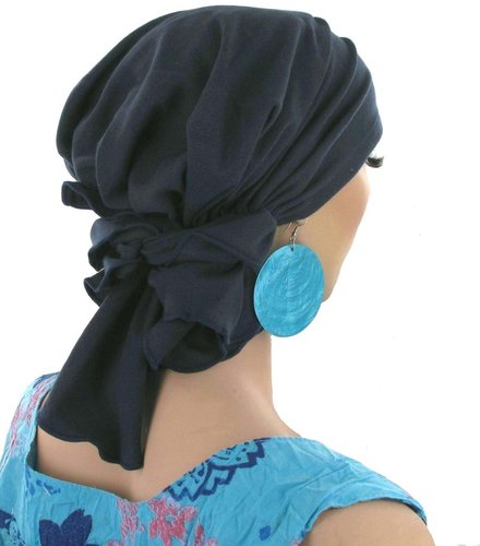 Chemo muts hoofddoekje donkerblauw