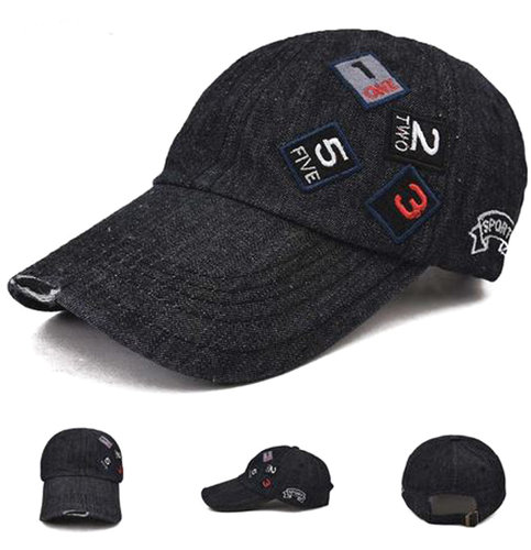 Retro Vintage denim baseball cap old school met patches