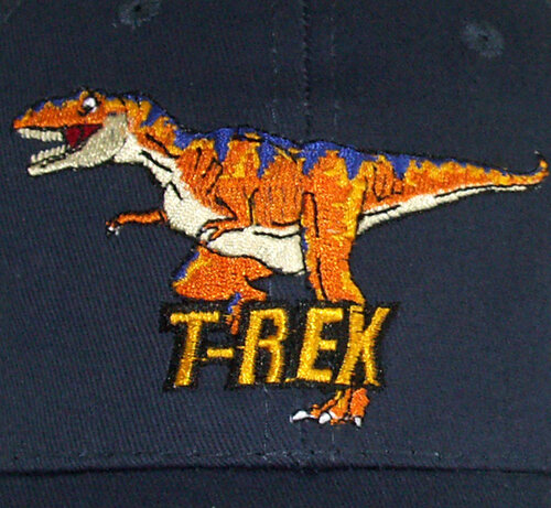 Kids katoenen jongenspet T-REX kleur blauw