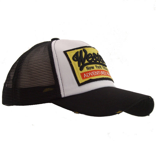 Retro vintage mesh trucker cap baseball pet met opdruk kleur zwart