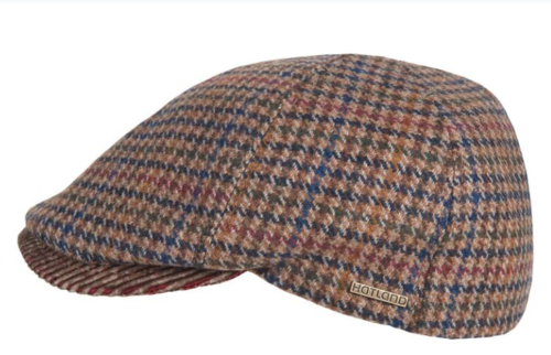 Hatland TOFT klassieke geruite flatcap in bruin mix