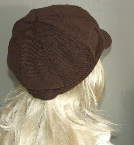Damespet baret met kort klepje fleece gevoerd kleur bruin