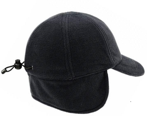 Warme fleece baseball cap zwart met oorflappen