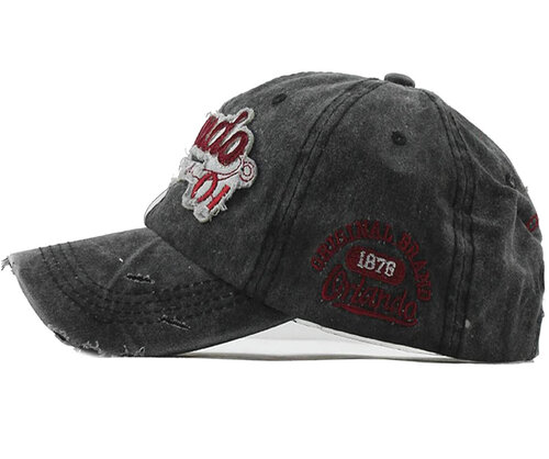 Washed Vintage Distressed Baseball cap met patches 