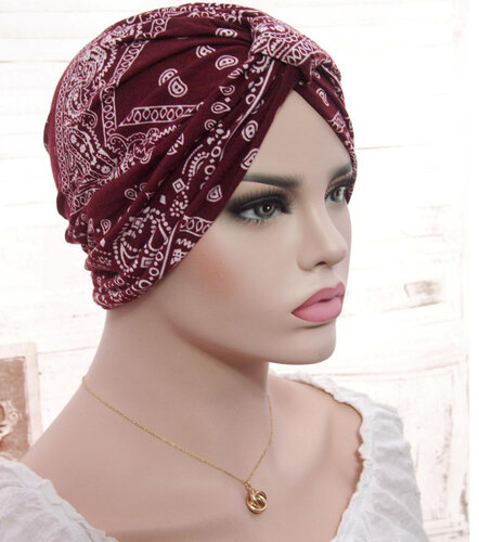 Zachte Stretch Tulband Wrap WELLNESS Haarverlies Muts PAISLEY