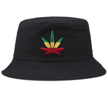 Bucket hat vissershoed wietblad rasta kleuren maat 57 58 centimeter